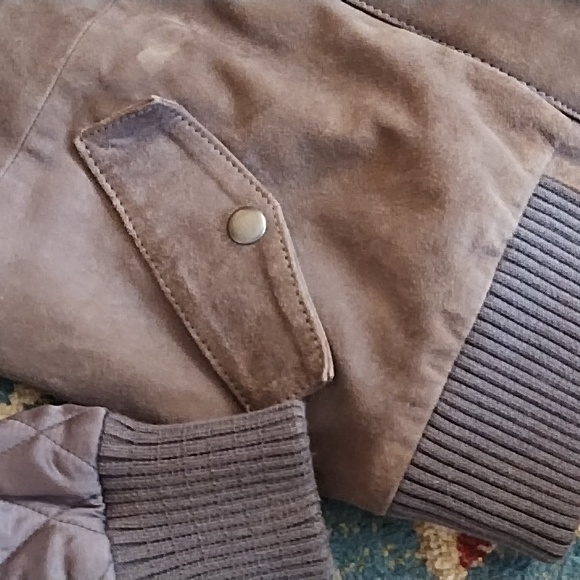 Michael Stars Goat Suede Moto Style Jacket W/ Quilted Satin Sleeves, XS - Picture 6 of 14